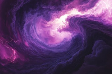 Vortex of Purple Lightning and Clouds - Swirling purple clouds, electric lightning, cosmic energy, ethereal beauty, storm power.