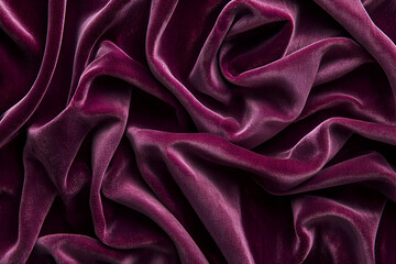 Obraz premium Red velvet, silk or chiffon fabric with a shiny sheen, arranged in a embossed pattern to reflect light beautifully, suitable for use as a background or wallpaper.