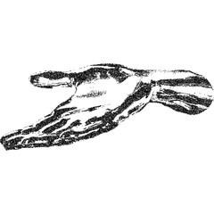 Hand with halftone stipple effect, for grunge punk y2k collage design. Vector illustration in grainy photocopy texture for experimental dotted retro banner design