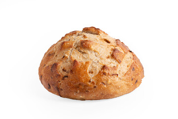 Close up bread with cereals , isolated on white background