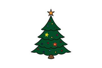 christmas tree isolated on white Christmas tree decoration item on vector art happy merry christmas day Illustration.