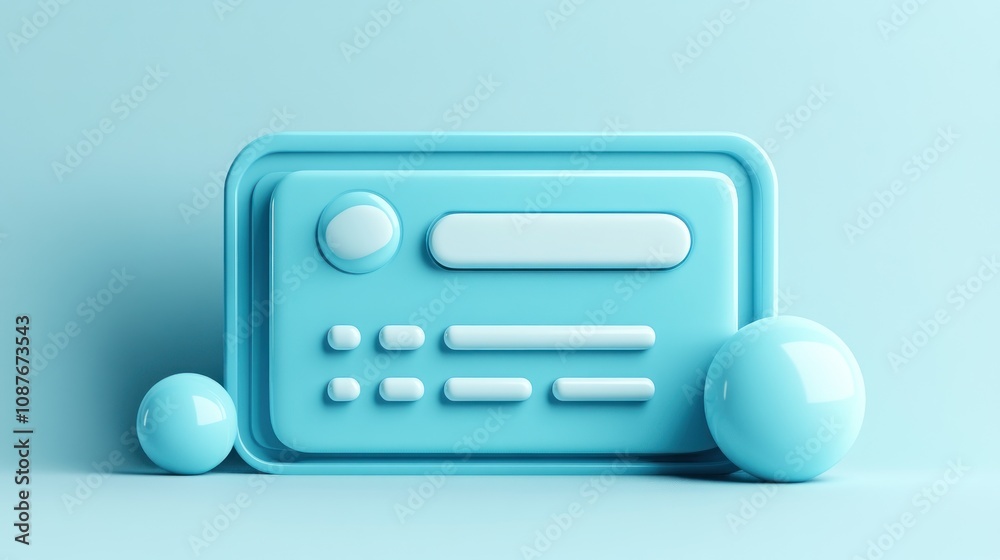 Poster a minimalistic blue radio design with round shapes for a modern aesthetic.