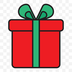 Gift box with satin ribbon for the holiday: New Year, Christmas, birthday. Vector illustration, flat 2d drawing. Gift icon, packaging. eps 10.