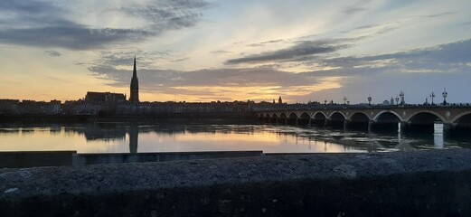 sunset over the river bordeaux
