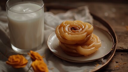 Milk and jalebi make quite the classic combination the sweetness of the jalebi pairs wonderfully with the creaminess of milk