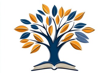 A stylized tree with leaves shaped like books, symbolizing lifelong learning