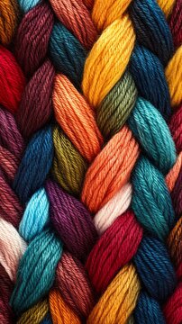 Colorful Braided Yarn Texture Background