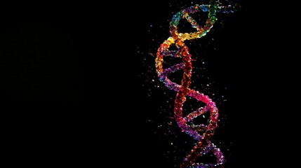 Vibrant Colorful DNA Helix, Genetic Code, Science, Biology, Research, Abstract, Rainbow, Molecular S