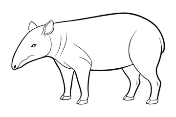 Line Drawing of a Tapir Artistic Animal Illustration