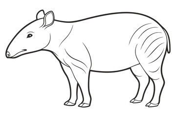 Line Drawing of a Tapir Artistic Animal Illustration