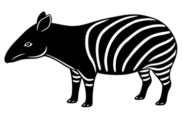 Line Silhouette Drawing of a Tapir Artistic Animal Illustration