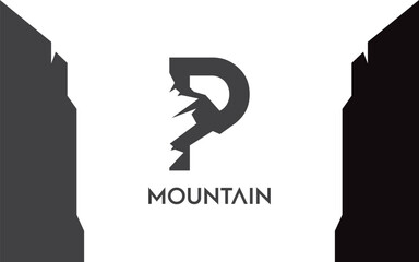 P Letter logo mountain for identity. letter template for your brand