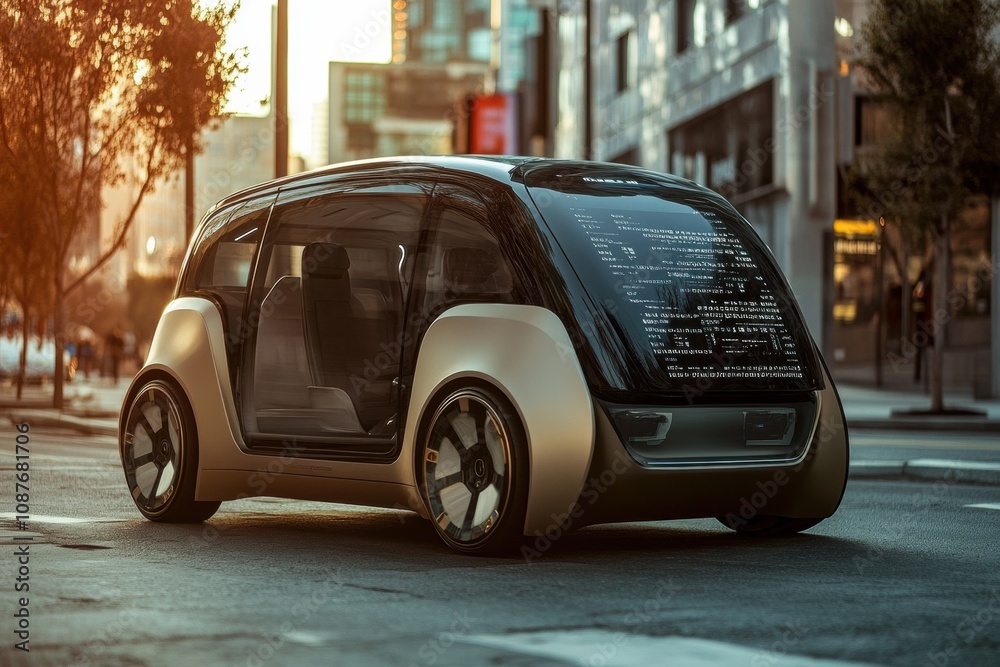 Aufkleber a self-driving car operates smoothly in a busy urban environment, demonstrating cutting-edge ai tech