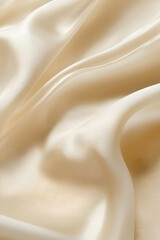 Shiny creamy white velvet, silk or chiffon fabric arranged in a embossed pattern reflecting light beautifully, suitable for use as a background or wallpaper.	