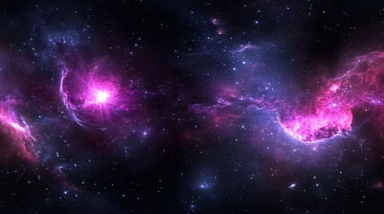 Obraz premium Equirectangular 360-degree projection of a space background.