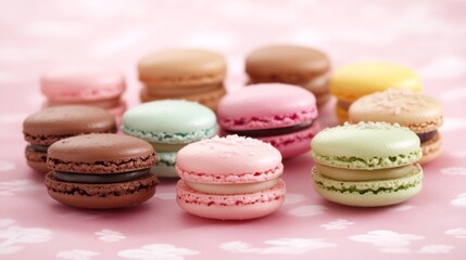 Obraz premium Colorful Macarons: A Delightful French Pastry Treat