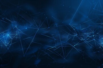 Abstract futuristic design featuring polygonal shapes on a dark blue background.