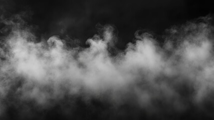 Obraz premium Abstract misty smoke or fog on a solid black background.