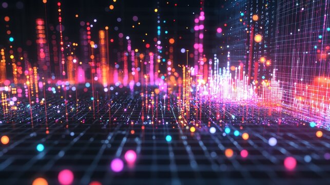 High-Tech 3D Scatter Plot of Productivity Levels Across Industries for Data Visualization Design