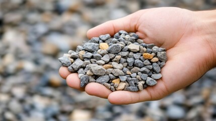 Close Up of Gravel Stones Held in Hand