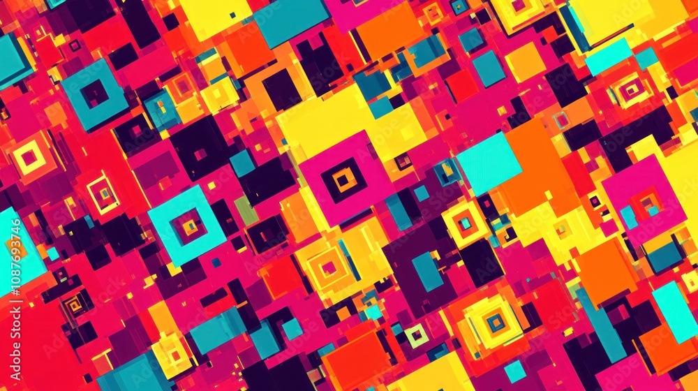 Poster Abstract Colorful Square Pattern Design Composition