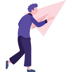 Man throwing paper plane vector mailing icon