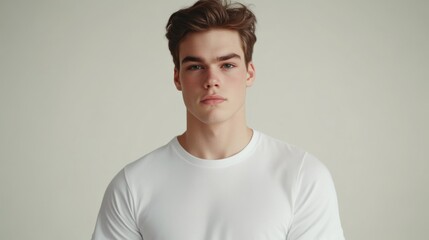 Obraz premium Portrait of a Young Man in a White Shirt