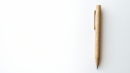 Obraz premium Brown Pen on White Background: A Minimalist Still Life