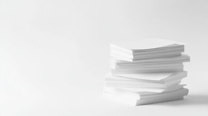 Stack of White Paper on a White Background