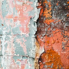 Fototapeta premium Vibrant Weathered Surface Textured Abstract Grunge Background with Deteriorating Paint Cracks and Scratches on an Old Crumbling Wall or Building Exterior