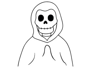 Smiling halloween skeleton line art vector illustration