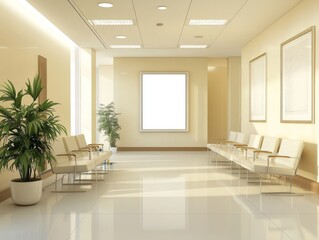 Modern Office Waiting Area With White Chairs And Plants