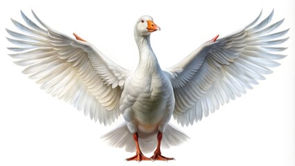 Obraz premium White Goose with Spread Wings Digital Painting, Avian Art, Freedom Concept, Bird, Animal Goose, Wings