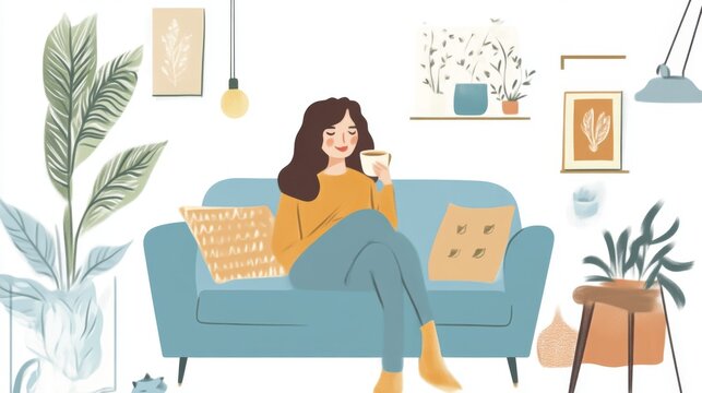 Cozy Living Room Interior Design: Relaxing Atmosphere with Plants and Natural Light