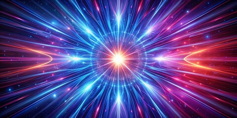 Neon Galactic Burst Abstract Radial Composition, Blue and Pink Light Streaks, Cosmic Energy, Fractal Art, Digital Painting Cosmic Art, Abstract Background