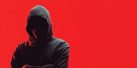 Mysterious Figure in Red: A Shadowy Portrait