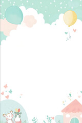 Clean and childfriendly A4 page background design for a kindergarten newsletter The background should include soft pastel colors such as green light blue or pink Includ