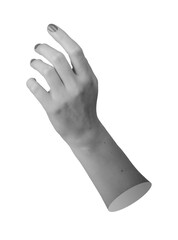 Woman's hand with an extended index finger pointing upward, isolated on a white background. Gesture symbolizing touch, click, or selection. Modern concept for digital interaction,