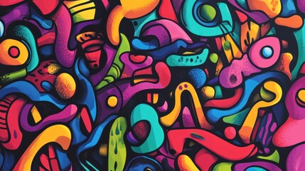 Vibrant abstract design featuring colorful shapes and patterns.