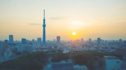 Obraz premium A high-tech city skyline with vibrant blue nodes and 5G network overlays, showcasing the future of urban connectivity.