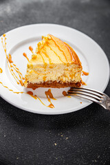 cheesecake tart sweet cheese baking tart fromage fresh tasty food dish gourmet food background on the table rustic food top view copy space