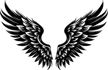 Angel wings vector black silhouette print design