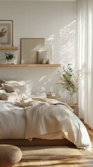 Minimalist Bedroom Design Featuring Neutral Tones And Natural Textures
