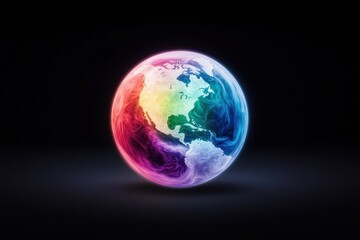 Fototapeta premium A colorful globe with the continents of North America and South America