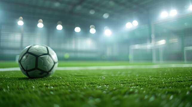 Fototapeta A soft haze envelops the indoor soccer field adding to the intensity of the game.