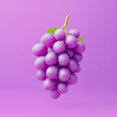 Purple grapes hanging in a cluster against a vibrant pink background, showcasing fresh fruit with bright color contrast. Perfect for healthy food concepts.