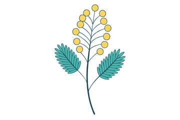Elegant Line Silhouette Drawing of a Mimosa Flower