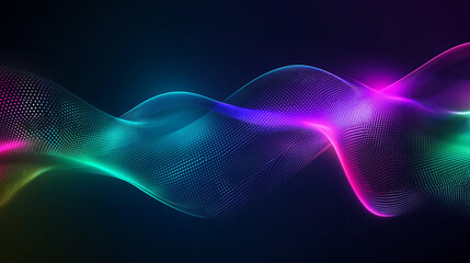 Fototapeta premium Abstract Neon Light Wave in Blue, Purple, Pink and Green Tones, Futuristic Background
