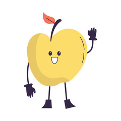 Cute Apple Product with Smiling Face and Legs Vector Illustration