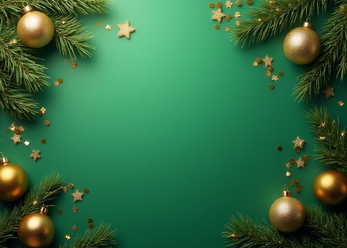 A modern Green and Gold poster featuring festive decorations and a soft green background ideal for the holiday season.